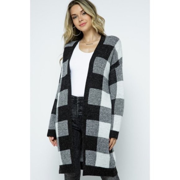 Vici Sweaters - ASPEN CHECKERED CARDIGAN